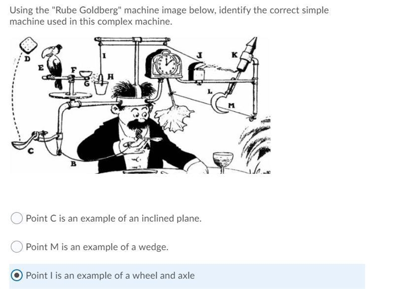 Using the "Rube Goldberg" machine image below, identify the correct simple-example-1