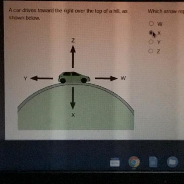 Which arrow represents the centripetal acceleration?-example-1