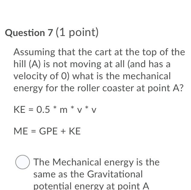 The Mechanical energy is the same as the Gravitational potential energy at point A-example-1