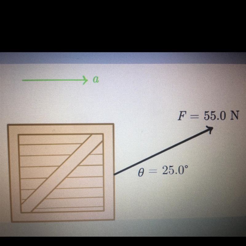 A 3.00 kg crate is pulled along a frictionless surface with a force of 55.0 N at 25.00 to-example-1