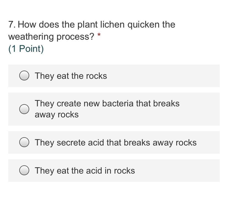 How does the plant lichen quicken the weathering process?-example-1