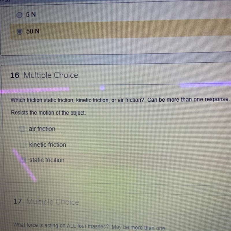 Which friction static friction, kinetic friction, or air friction? Can be more than-example-1