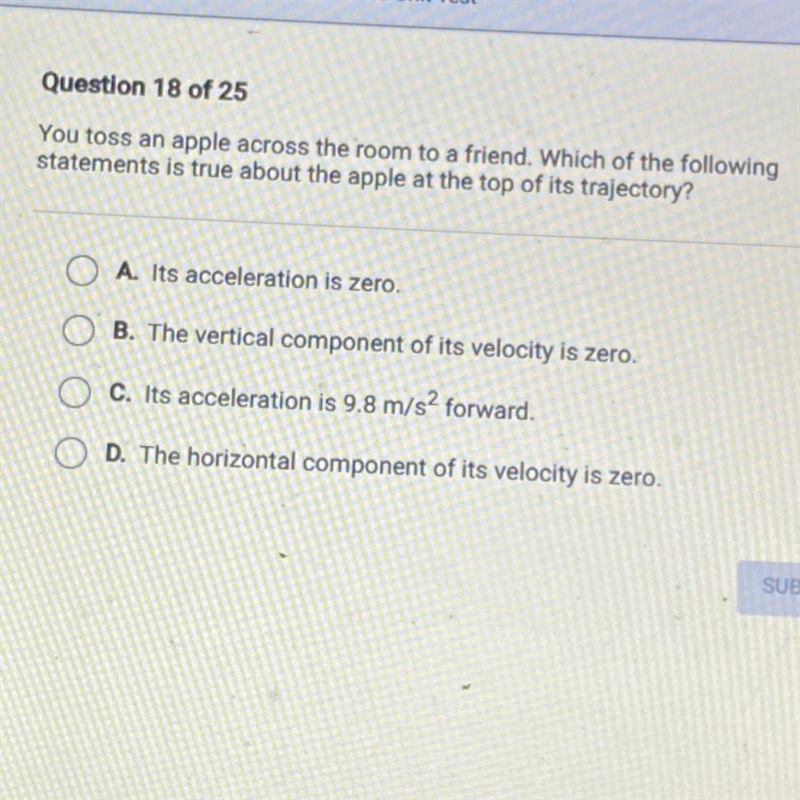 You toss an apple across the room to a friend. Which of the following statements is-example-1