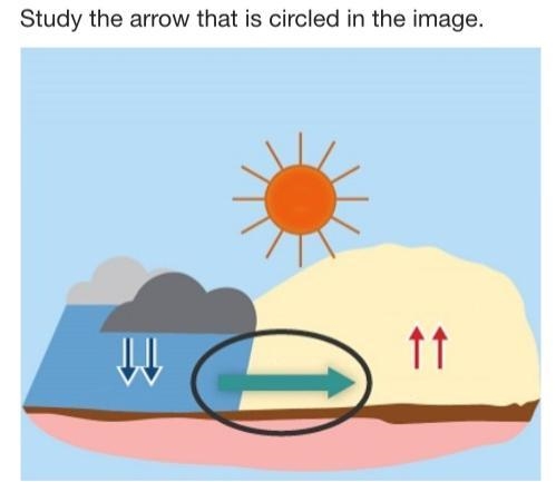 Study the arrow that is circled in the image. What happens at this point? Warm air-example-1