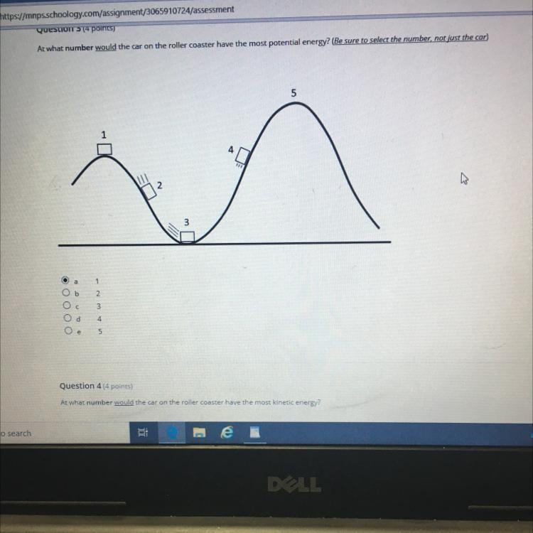 Question points) At what number would the car on the roller coaster have the most-example-1