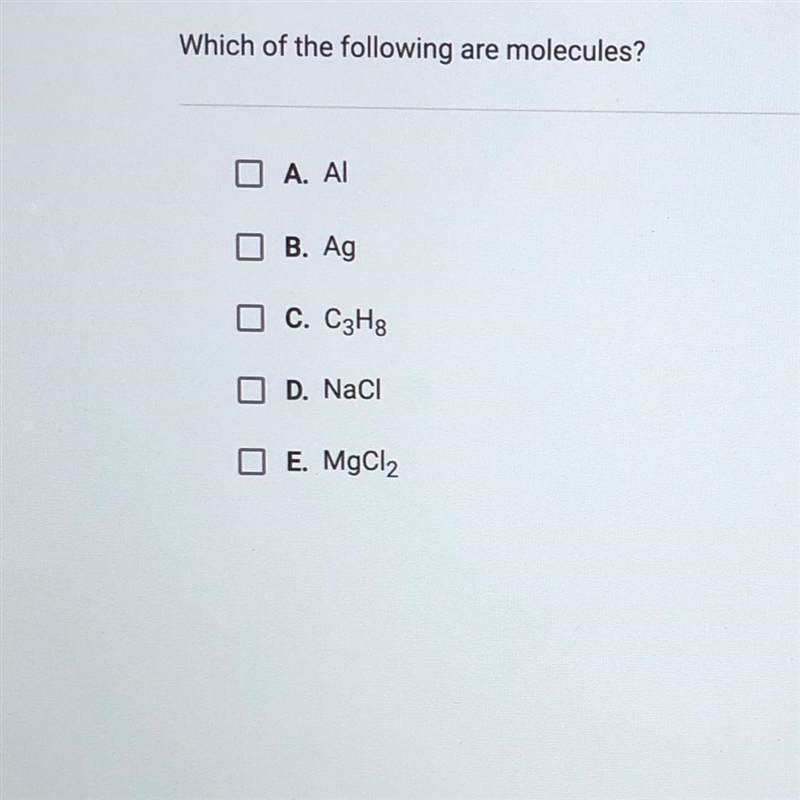 Which of the following are molecules?-example-1