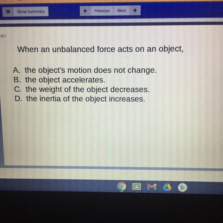 When an unbalanced force acts on an object-example-1