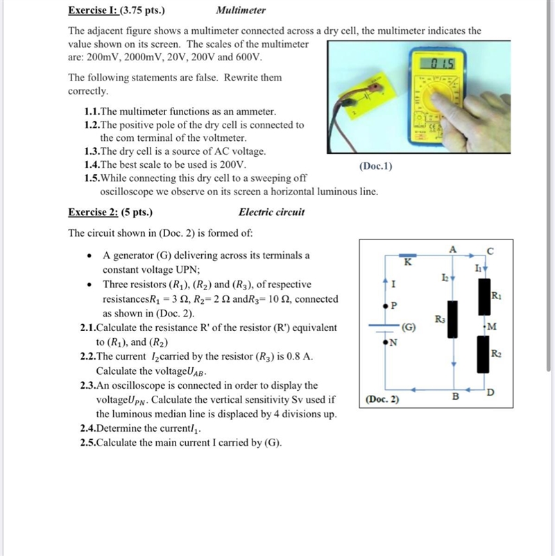 The multimeter functions as an ammeter-example-1