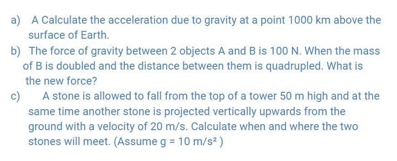 Plz answer this...its urgent!! its about gravitation..only 3 questions-example-1