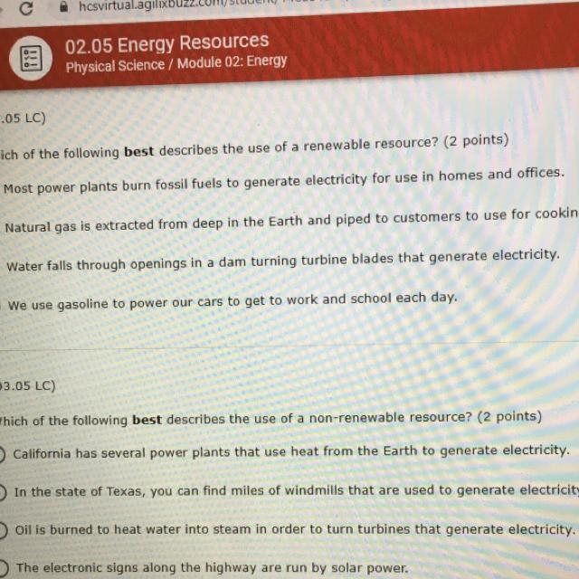 (03.05 LC) Which of the following best describes the use of a renewable resource-example-1