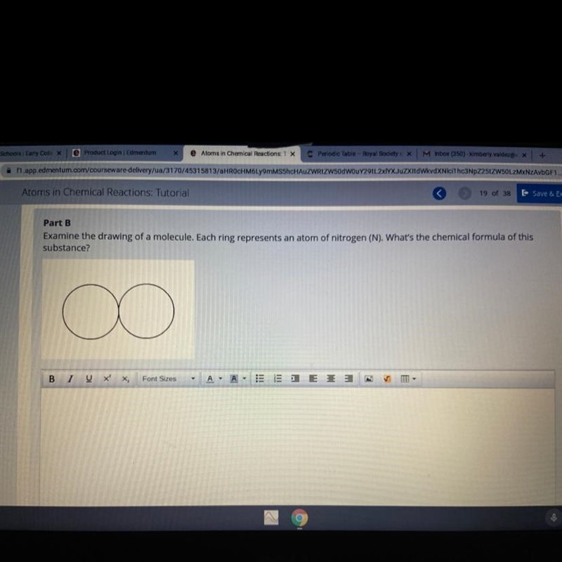 THIS ONE IS URGENT!!! Examine the drawing of a molecule. Each ring represents an atom-example-1