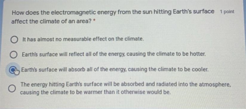 How does the electromagnetic energy from the sun hitting Earth’s surface affect the-example-1