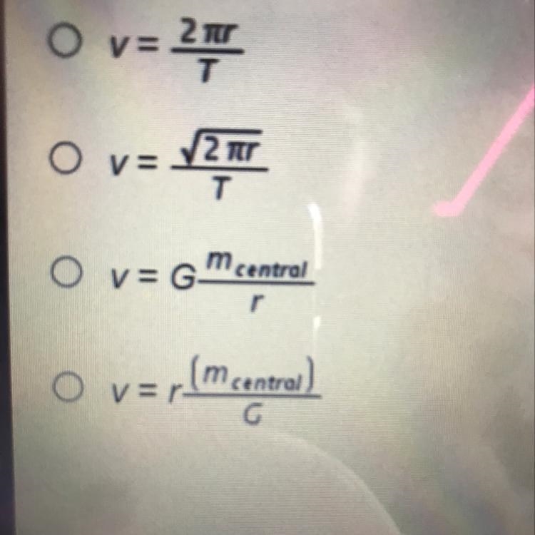 Which formula can be used to find the tangential speed of an orbiting object? Ova-example-1