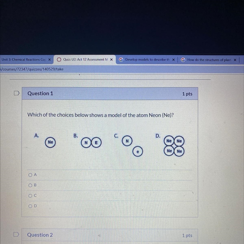 PLZZZ HELLPP MEE Which of the choices below shows a model of the atom Neon (Ne)? B-example-1