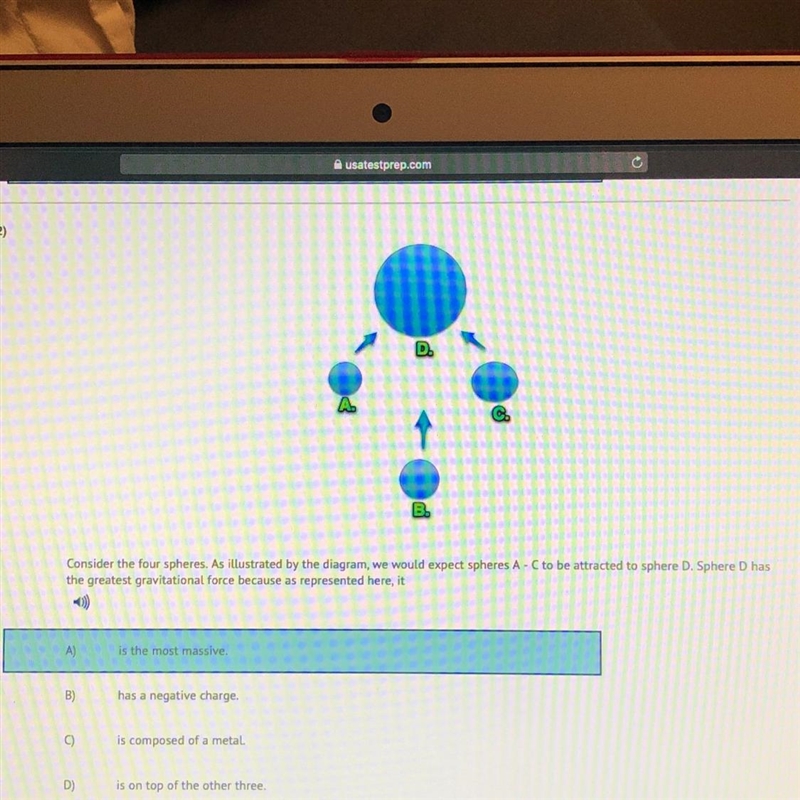 Consider the four spheres. As illustrated by the diagram, we would expect spheres-example-1