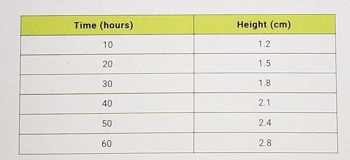 A scientist measures the growth of a bamboo plant over time. The table above shows-example-1
