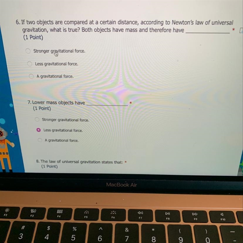 If two objects are compared at a certain distance, according to Newton's law of universal-example-1