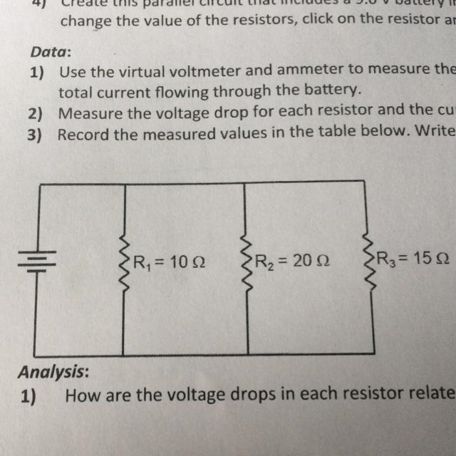 With a 9.0V battery, how are the voltage drops in each resistor related to the voltage-example-1