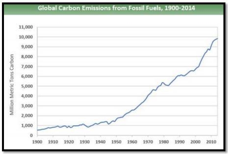 What pattern is shown in the graph between fossil fuels and carbon emissions? Over-example-1