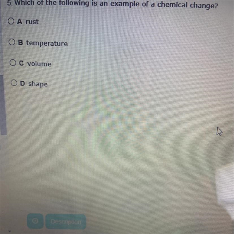 Which of the following is an example of a chemical change-example-1