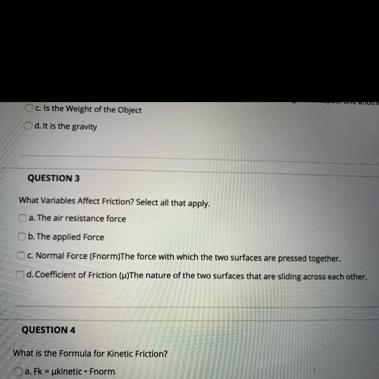 What Variables Affect Friction? Select all that apply.-example-1