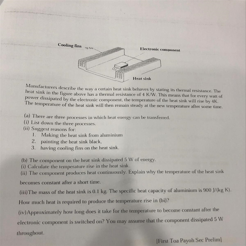 Hi:) anyone able to help with part - aii the one on cooling fins ? Thankss!-example-1