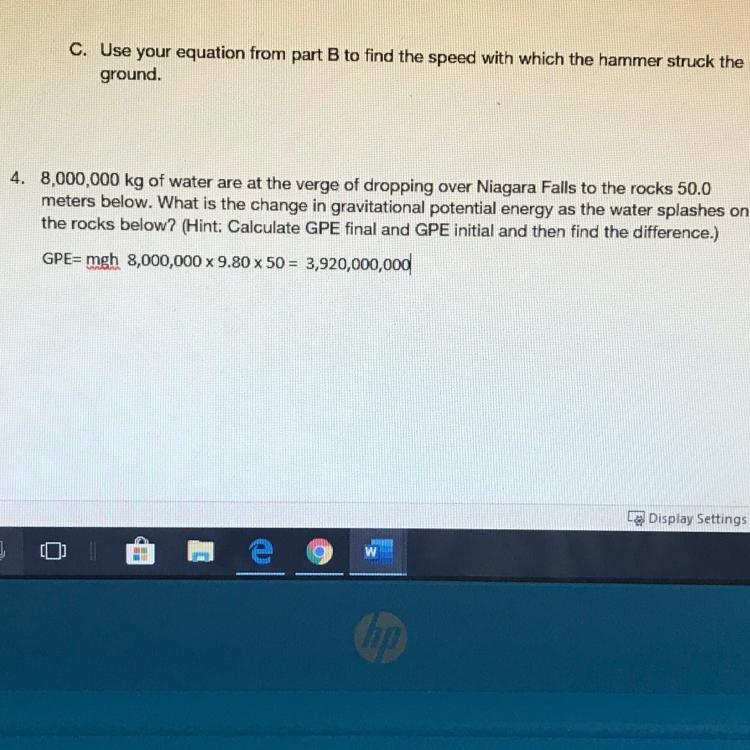 #4 HELP PLEASE! Find Gravitational Potential Energy! THANK YOU!-example-1