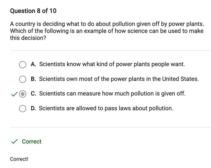 A country is deciding what to do about pollution given off by power plants. Which-example-1