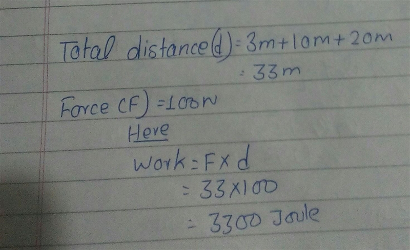 A student lifts 100 N of books 1 m to his shoulder. He walks forward 10 m to the stairs-example-1