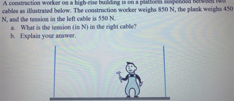 5. A construction worker on a high-rise building is on a platform suspended between-example-1