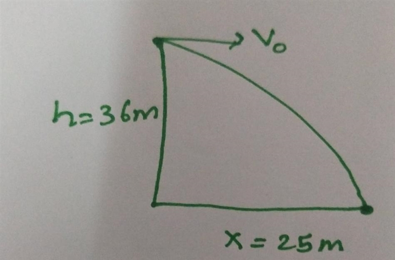 a soccer ball is kicked horizontally off a bridge with a height of 36m. The ball travels-example-1