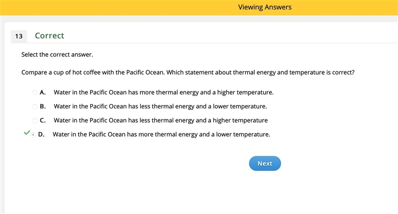 Compare a cup of hot coffee with the Pacific Ocean. Which statement about thermal-example-1