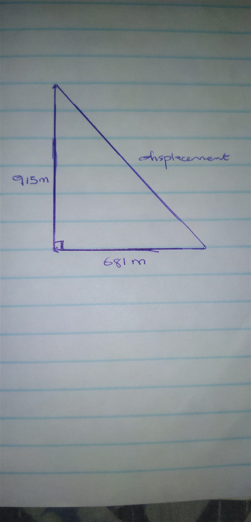 What is the magnitude of a the displacement vector for a woman who runs 915 m West-example-1