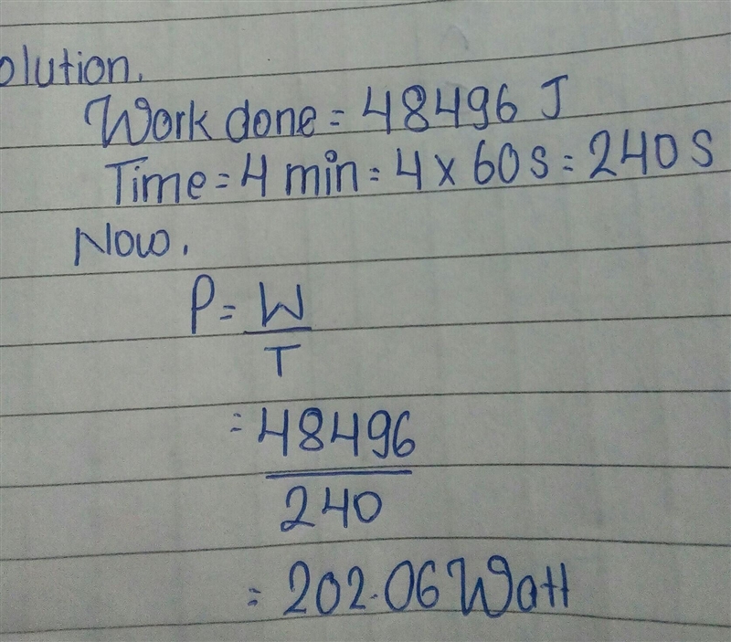 How much power is used by a car engine if it does 48496 J of work in 4 min? Show your-example-1