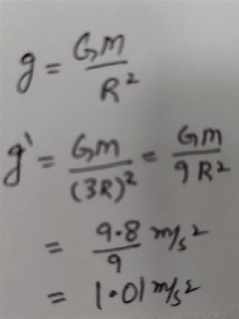 The gravitational field strength at the Earths surface is 9.8 m/sec^2. What is the-example-1