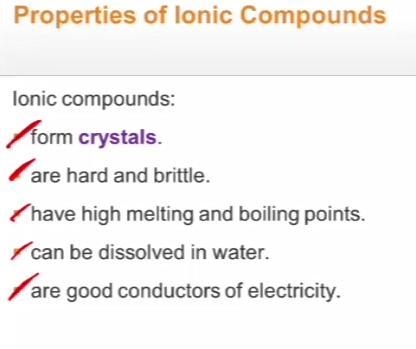 Which is a property of ionic compounds? O soft and brittle O low boiling point O able-example-2