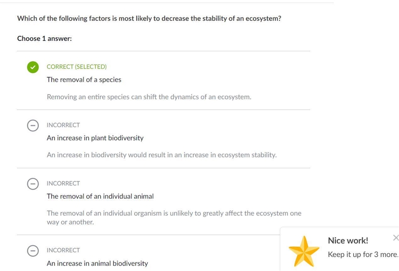 Which Factors is most likely to decrease the stability of an ecosystem-example-1