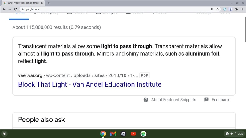 What type of light can go through aluminum foil-example-1