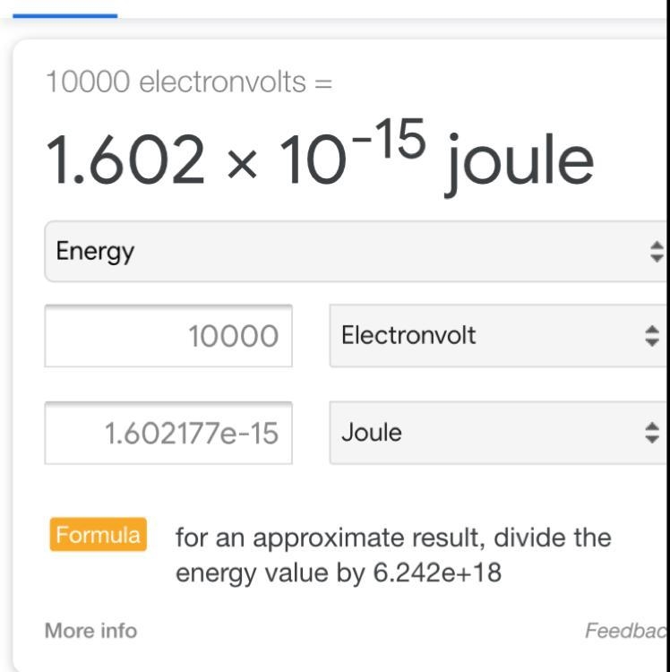 How many joules are in 10,000 Electron Volts-example-1