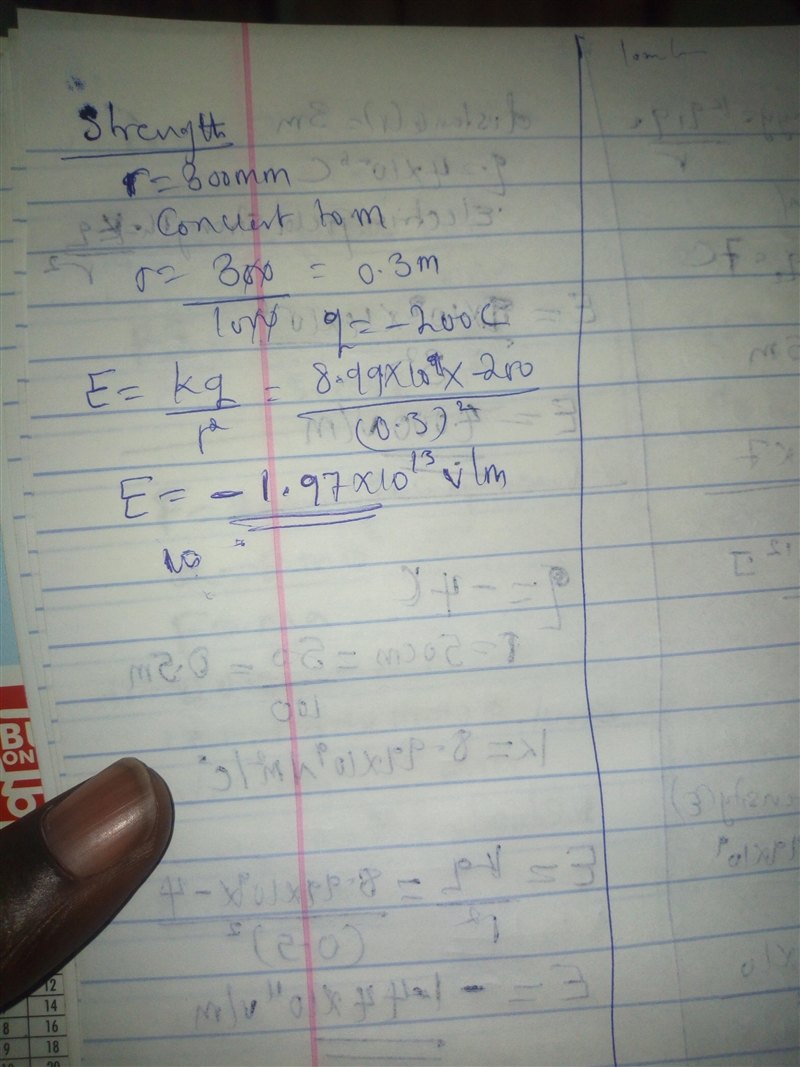 Calculate the strength and direction of the electric field 300 mm to the right of-example-1