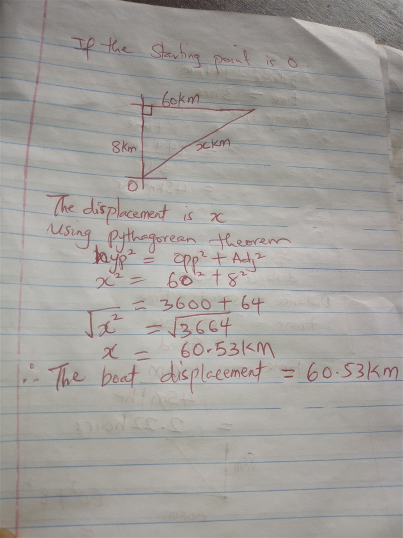 during one hour trip a small boat travels 8.0 km north and then travels 60.0 km east-example-1