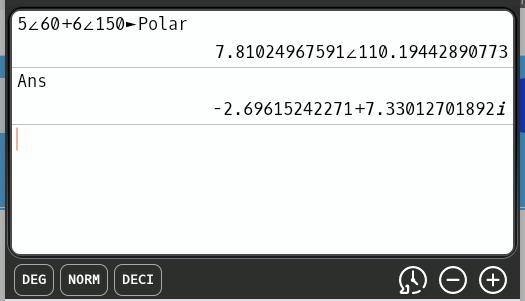 Find the sum of two vectors: x = 5m 60° and y = 6m 150° ​-example-1