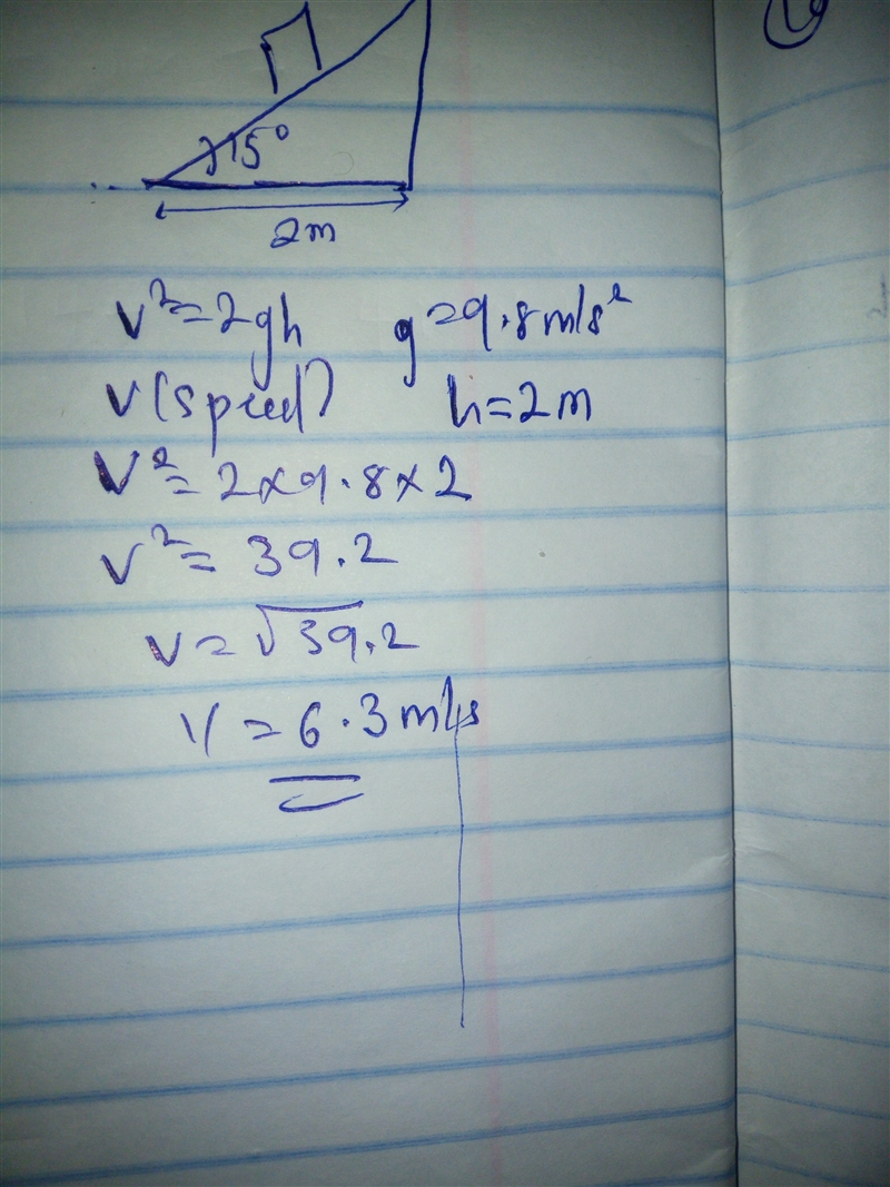 A block slides down a frictionless plane having an inclination of 15.0°. The block-example-1