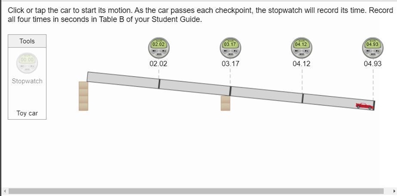 Calculate the average time it took the car to reach each checkpoint. Record the average-example-1