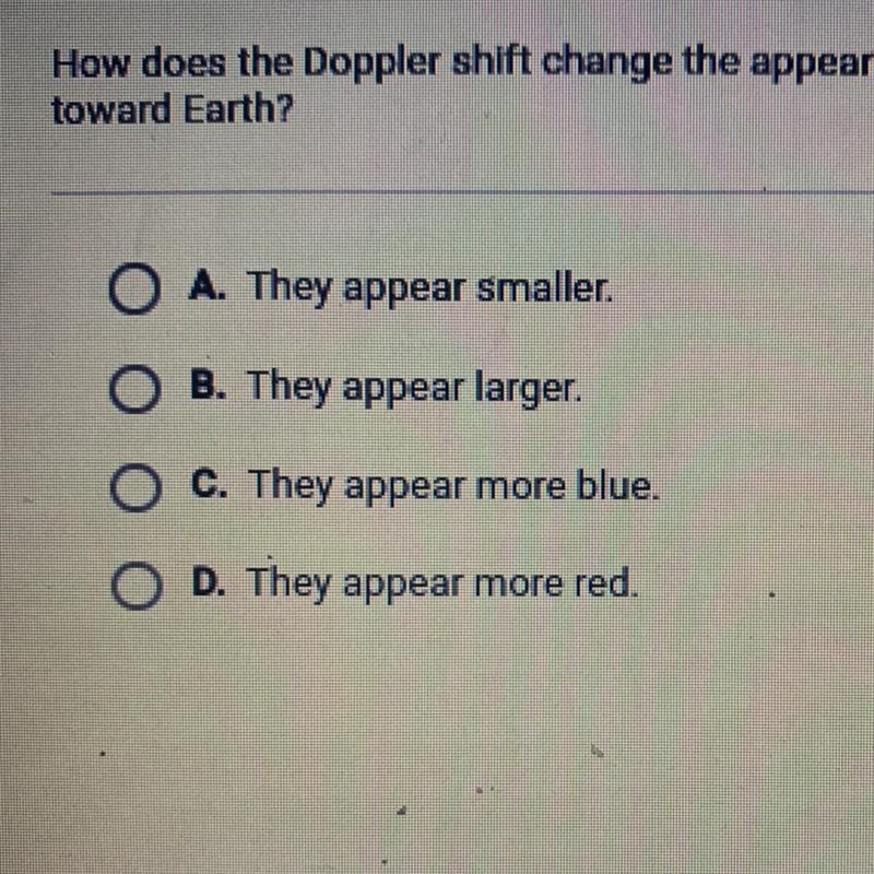 How does the Doppler shift change the appearance of stars that are moving toward Earth-example-1