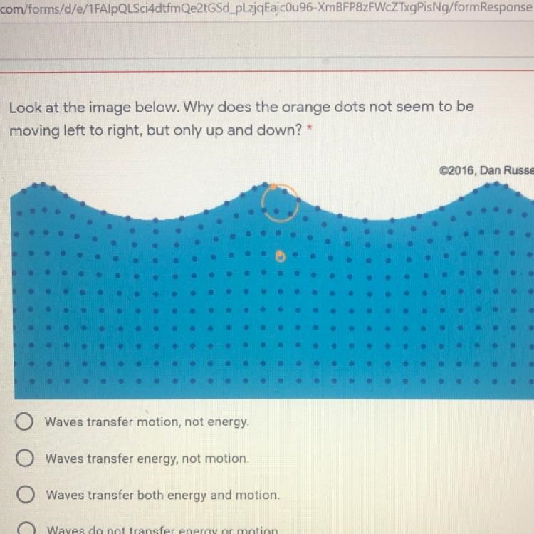 1 point Look at the image below. Why does the orange dots not seem to be moving left-example-1