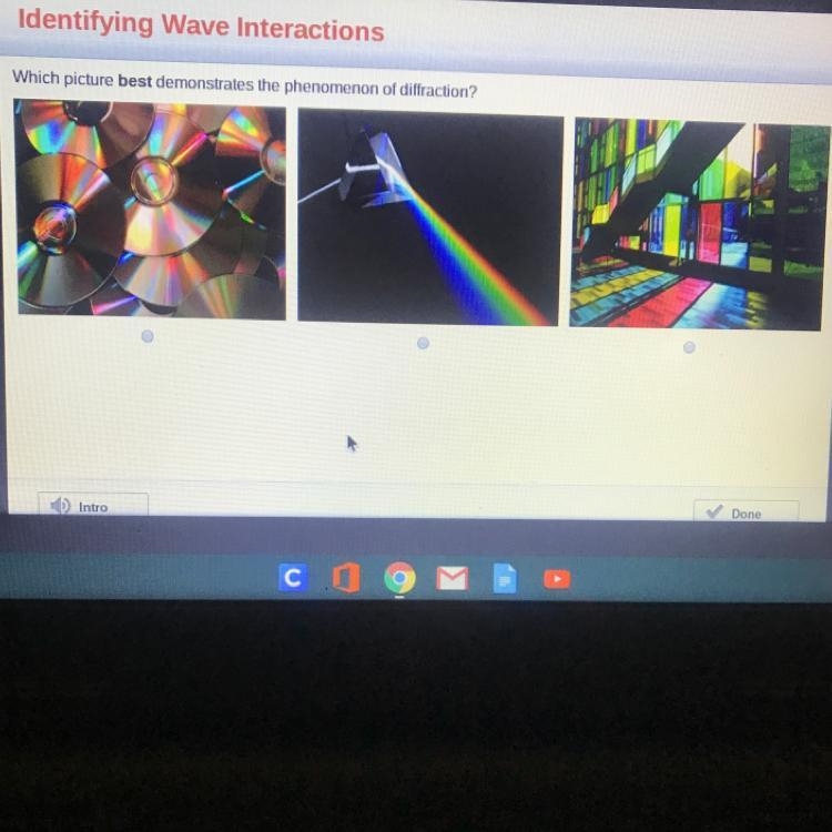 Which picture best demonstrates the phenomenon of diffraction?-example-1