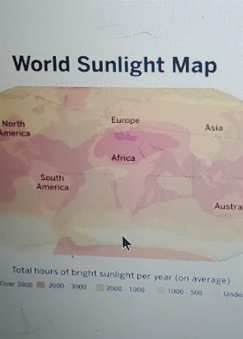 what does the world sunlight map tell you about how much sunlight Australia gets compared-example-1