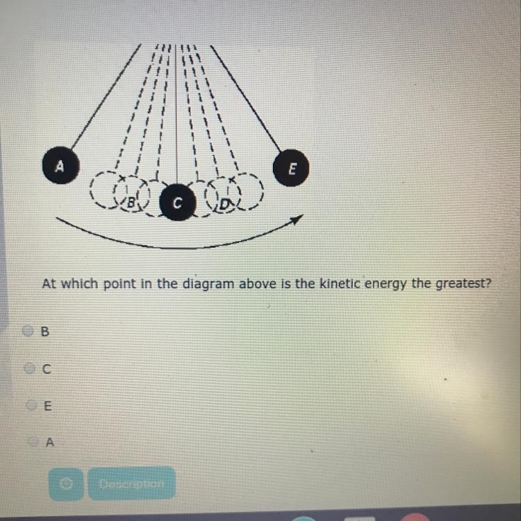 At which point in the diagram above is the kinetic energy the greatest-example-1