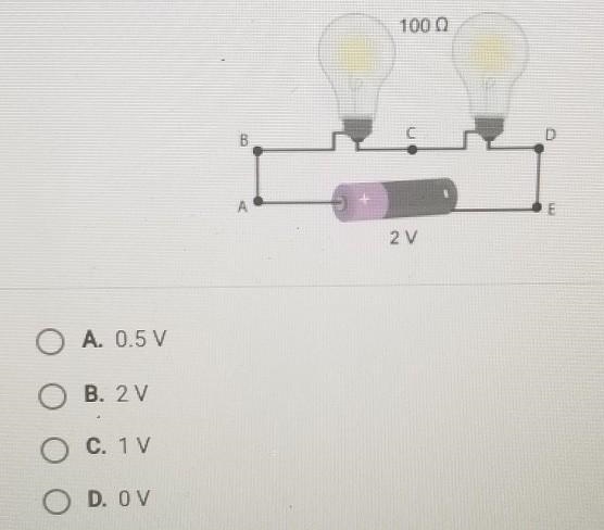 Look at the circuit below. What is the voltage between points A and B?​-example-1